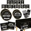 Birthday Party Supplies Disposable Paper Plates Napkins Cups Tablecloth and Banner for Happy Birthday Party Decorations, Serve 25 view 1