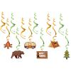 36PCS Happy Camper Party Hanging Swirls Decorations, Camping Theme Party Supplies Adventure Bears Sign Foil Swirls Ceiling Decorations, Birthday Party Hanging Decor view 4