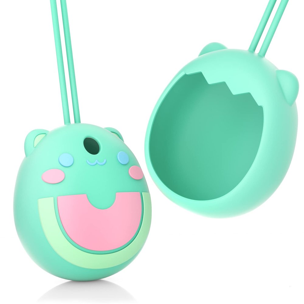 Silicone Protective Case for Tamagotchi Pix Virtual Electronic Pet Game Machine, Soft Skin Cover for Tomagatchie Giga Pet Mini Toy, Travel Carry Pouch Sleeve with Hand Strap (Cyan)
