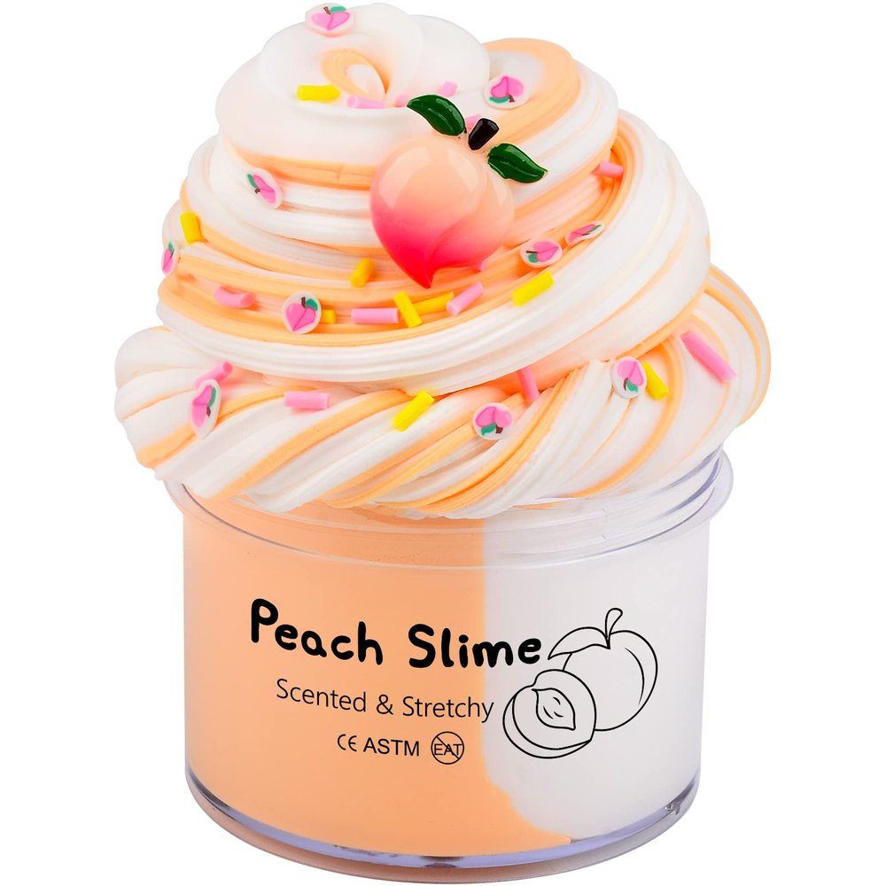 CIOAIWAE Peach Cake Butter Slime Kit, Party Favors Slime for Girls Boys, Soft & Non-Sticky, Putty Toys for Kids(7oz 200ML)