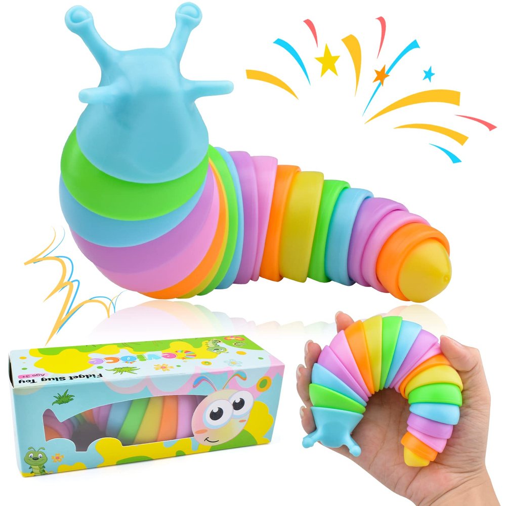 Cevioce Sensory Slug Fidget Toys, Fidget Slug Toys for Adults & Kids Party Favors, 1 PC Cute Autism Sensory Toys for Autistic Children,Toddler Valentines Day Gifts for Kids Travel Toys for 3+