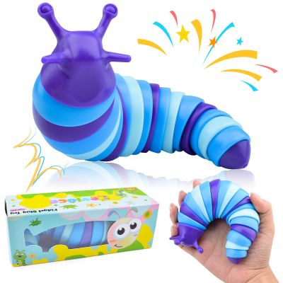 Cevioce Sensory Slug Fidget Toys, Fidget Slug Toys for Adults & Kids Party Favors, 1 PC Cute Autism Sensory Toys for Autistic Children, Toddler Valentines Day Gifts for Kids, Travel Toys for 1+ B