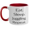 New Juggling Gifts, Eat. Sleep. Juggling. Repeat, Special Birthday Two Tone 11oz Mug From Friends, Juggling balls, Juggling clubs, Juggling scarves, Juggling rings view 1