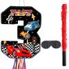Harrycle Race Car Piata Pull String Cars Piatas for Birthday Party Decorations Number 2 3 4 5 6 with Blindfold Stick Small Red Black Racing Theme 2nd 3rd 4th 5th 6th Party Supplies(Number 3) view 1