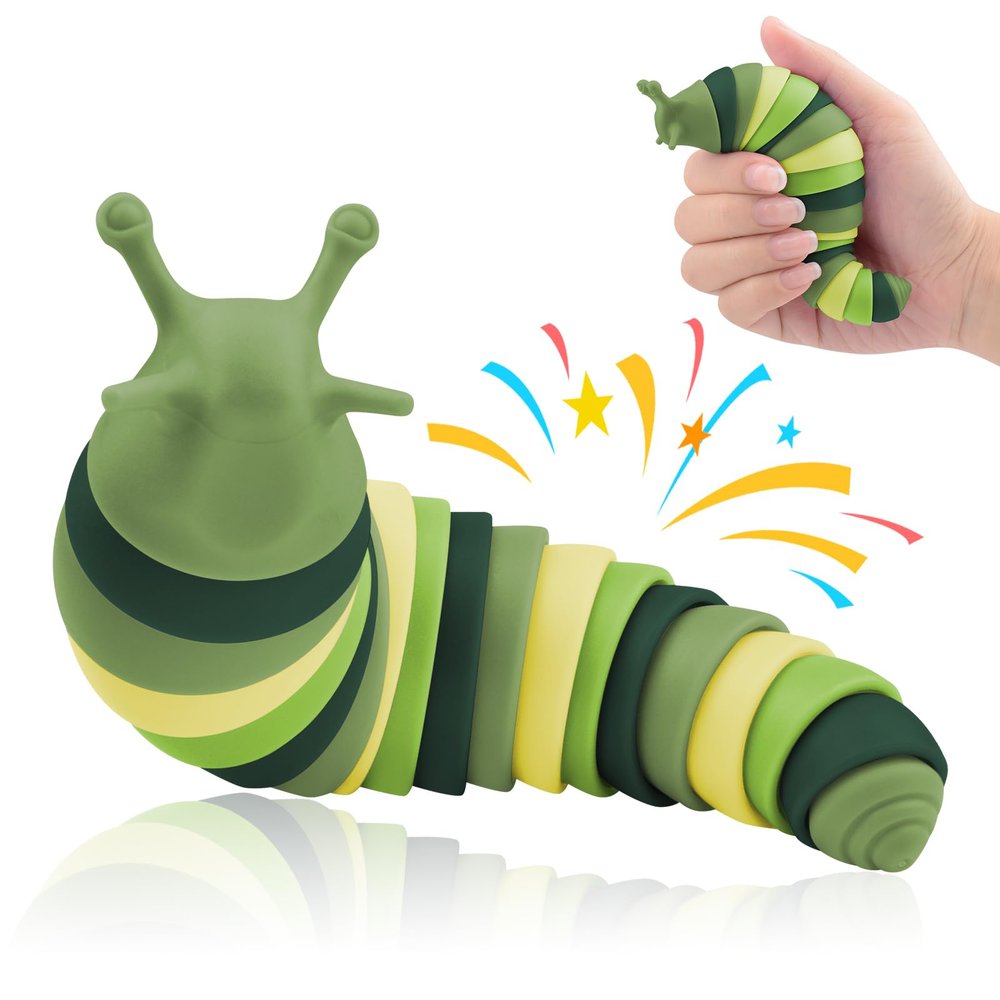 Cevioce Sensory Slug, Mini Fidget Slug For Adults & Kids, Autism Sensory Toy, Ages 3+, Easter Stuffer (Green)