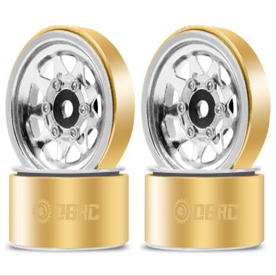 OGRC 1.0 RC Wheel Rims with Brass Rings Deep Dish Wheel Rims 1.0 Beadlock Wheels for 1/18 TRX4M 1/24 SCX24 C10 JLU Deadbolt Gladiator Bronco Crawler Car (Silver)