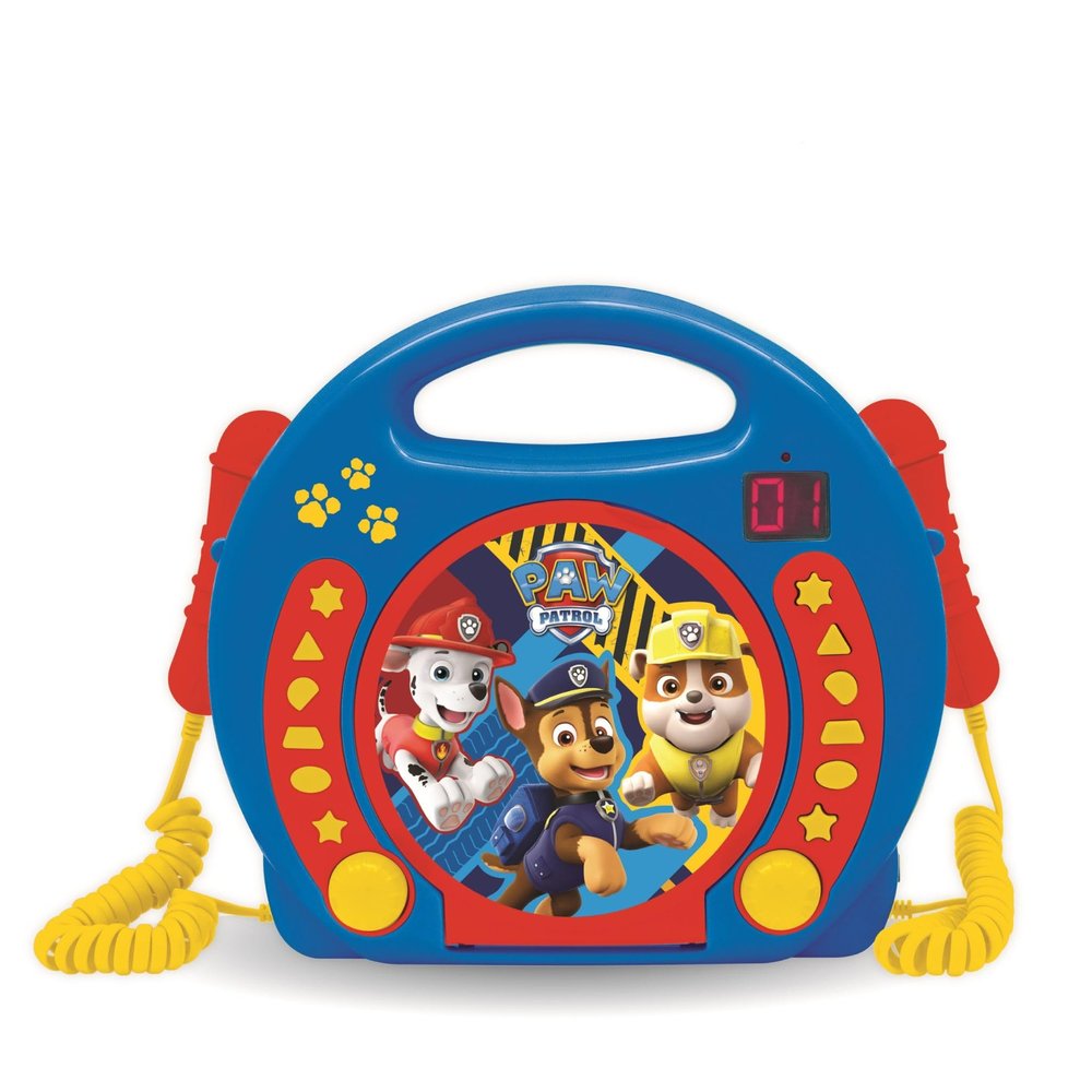 Lexibook Paw Patrol Chase Marshall, Karaoke CD Player with 2 Microphones, Programming Function, Headphones Jack, for Kids, with Power Supply or Batteries, Blue/Red, RCDK100PA