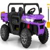 OLAKIDS 2 Seater Ride On Car, 12V Off-Road UTV Electric Vehicle with Remote Control, Dump Bed, Extra Shovel, Music, USB, AUX, Rocking Function, Kids Toddlers Battery Powered Truck (Violet) view 1