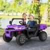 OLAKIDS 2 Seater Ride On Car, 12V Off-Road UTV Electric Vehicle with Remote Control, Dump Bed, Extra Shovel, Music, USB, AUX, Rocking Function, Kids Toddlers Battery Powered Truck (Violet) view 2