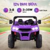 OLAKIDS 2 Seater Ride On Car, 12V Off-Road UTV Electric Vehicle with Remote Control, Dump Bed, Extra Shovel, Music, USB, AUX, Rocking Function, Kids Toddlers Battery Powered Truck (Violet) view 3