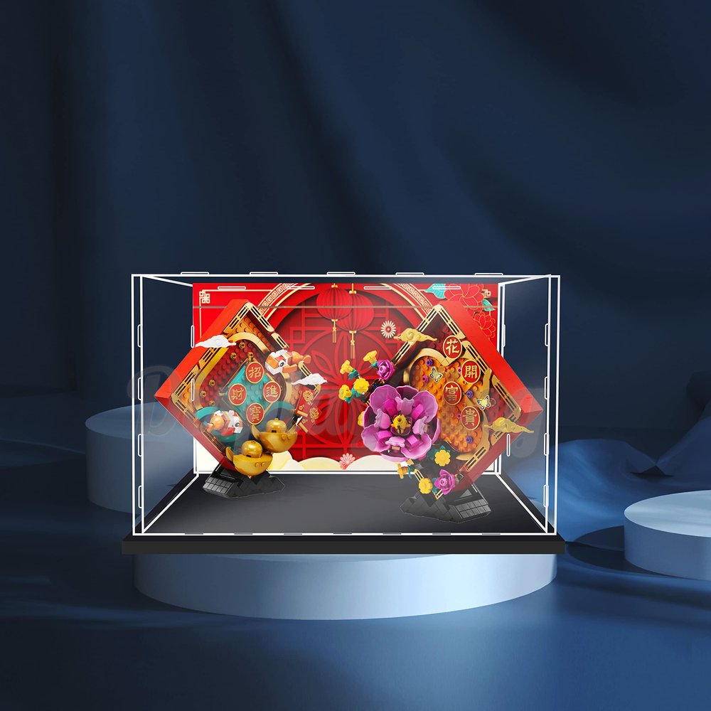Acrylic Display case for Compatible with Lunar New Year Display 80110 (Model Set is not Included) (with Background)