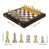 LANGWEI Large Metal Deluxe Chess Retro Alloy Chess Adult Set Board Game Portable Wooden Box Storage Folding Chess Set,15.3 * 15.3in view 2