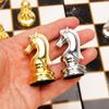 LANGWEI Large Metal Deluxe Chess Retro Alloy Chess Adult Set Board Game Portable Wooden Box Storage Folding Chess Set,15.3 * 15.3in view 4