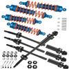 Rcarmumb CVD Shock Absorbers Upgrade Parts for 1/10 Slash 4x4,Stampede 4x4,Rustler 4x4,Hoss 4x4,Front Rear 4PCS Steel #45 DriveShaft Axles w/Hex,Alloy Alumium Big Bore Shocks,Black & Navy Blue view 1