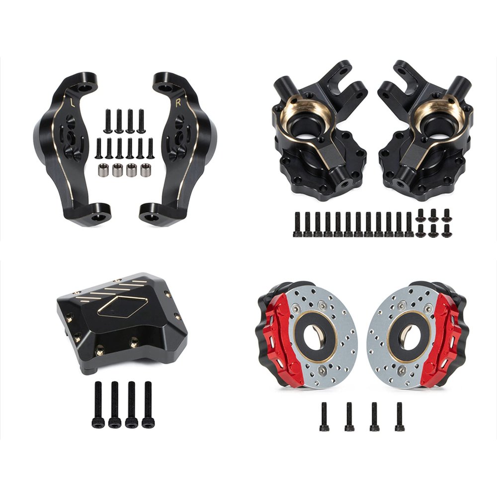 Brass Parts TRX4 Brass Diff Cover Brake Disc 1/10 RC Portal axles for TRX6 RC Rock Crawler TRX4 Defender Bronco 2021 G500 K5 Sport TRX6 LCG UpgradeBlack,4-in-1 Brass Counter Weight