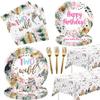 APOWBLS Two Wild Birthday Decorations Girl Tableware - Safari Jungle Animal 2nd Birthday Plates Napkins Party Supplies, Paper Plates, Napkins, Tablecloth, Disposable Forks | Serves 24 view 1