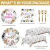 APOWBLS Two Wild Birthday Decorations Girl Tableware - Safari Jungle Animal 2nd Birthday Plates Napkins Party Supplies, Paper Plates, Napkins, Tablecloth, Disposable Forks | Serves 24 view 2
