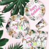 APOWBLS Young Wild And Three Decorations Girl Tableware, Safari 3rd Birthday Party Supplies, Plate, Napkin, Tablecloth, Fork, Animal Jungle 3 Year Old Birthday Decorations Dinnerware | Serves 24 view 3