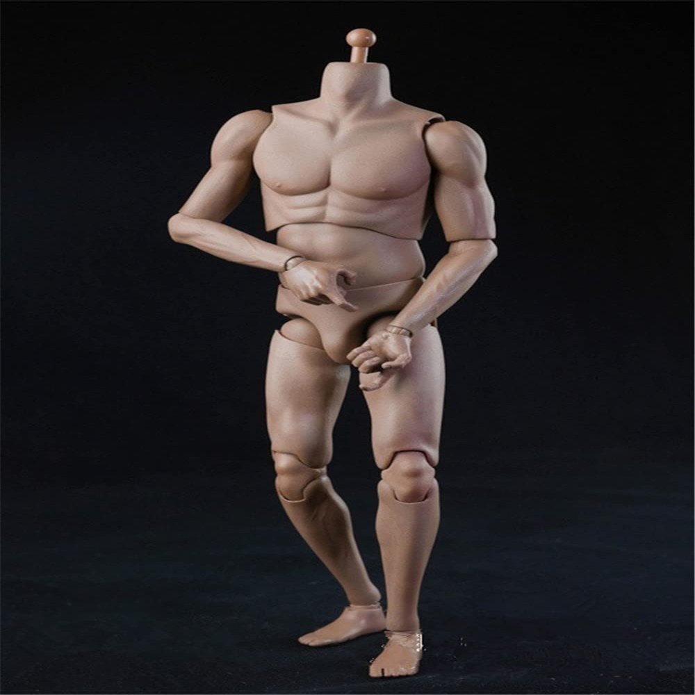 1/6 Scale Male Body,12inch Male Strong Musclar Action Figure Basketball Sports Joints Movable Figure Body Collectible (Pale Skin)
