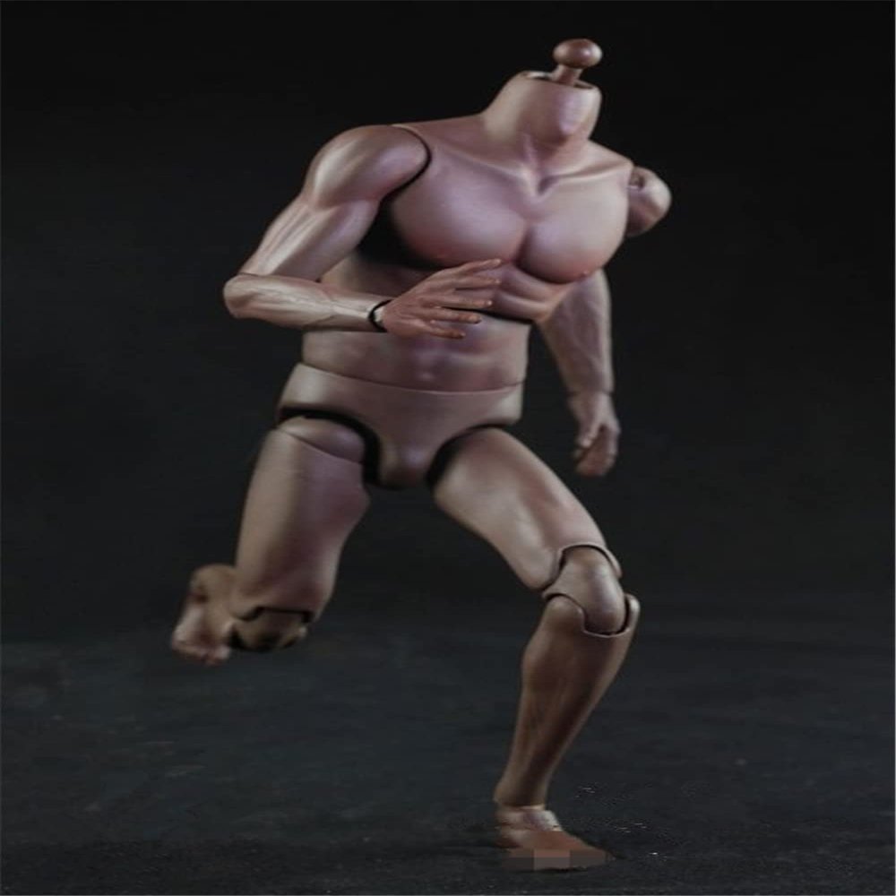 1/6 Scale Male Body,12inch Male Strong Musclar Action Figure Basketball Sports Joints Movable Figure Body Collectible (Black Skin)