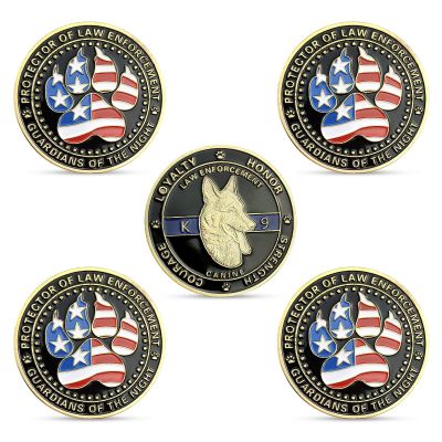 5 Pcs K9 Dog Police Challenge Coin Law Enforcement Canine Police Gifts