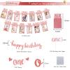 1st Birthday Baby Photo Banner, Happy Birthday Banner 17pcs First Birthday Decorations for Girl Newborn to 12 Months, First Birthday Photo Banner Garland Bunting with ONE Cake Topper, Rose Gold view 4