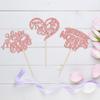 24Pcs Happy Mother's Day Cupcake Toppers Glitter Heart Rose Flower Love Mother Best Mom Cupcake Picks for Happy Mother's Day Theme Women Birthday Party Cake Decorations Supplies Rose Gold view 4
