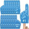 Sinmoe 48 Pieces Sport Party Favors Fan Foam Finger Mini #1 Basketball Baseball Football Soccer Team Cheerleader Gifts for Sporting Events Games Birthday Supplies(Light Blue) view 1