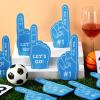 Sinmoe 48 Pieces Sport Party Favors Fan Foam Finger Mini #1 Basketball Baseball Football Soccer Team Cheerleader Gifts for Sporting Events Games Birthday Supplies(Light Blue) view 4