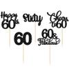 30 Pack Happy 60th Birthday Cupcake Toppers Glitter Sixty Cheers to 60 Years Old Birthday Cupcake Picks for 60th Anniversary Party Cake Decorations Supplies Black view 3