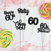 30 Pack Happy 60th Birthday Cupcake Toppers Glitter Sixty Cheers to 60 Years Old Birthday Cupcake Picks for 60th Anniversary Party Cake Decorations Supplies Black view 4