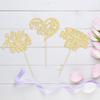 24Pcs Happy Mother's Day Cupcake Toppers with Glitter Heart Love Flower Mother Best Mom Cupcake Picks for Happy Mother's Day Theme Women Birthday Party Cake Decorations Supplies Gold view 4