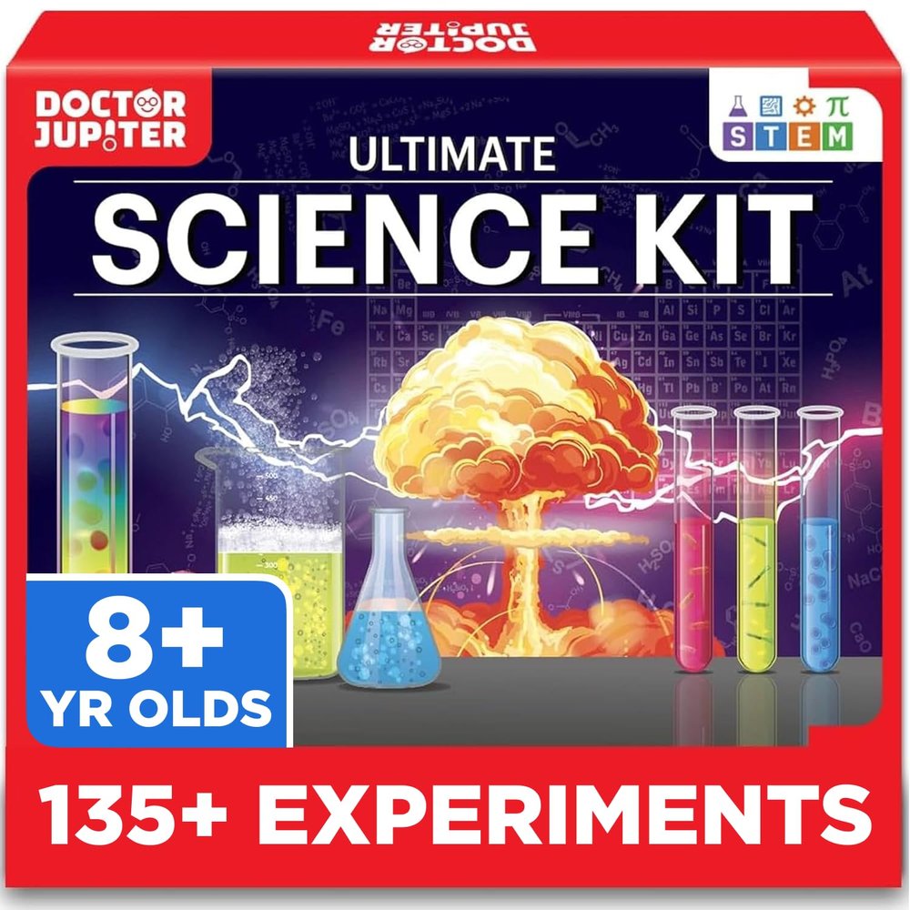 Doctor Jupiter Ultimate Science Kit, Chemistry Set for Kids Ages 8-9-10-11-12-13-14 | Birthday Gift Ideas for Boys & Girls 8+ Years Old | STEM Toy with 135+ Experiments | Learning & Educational Kits