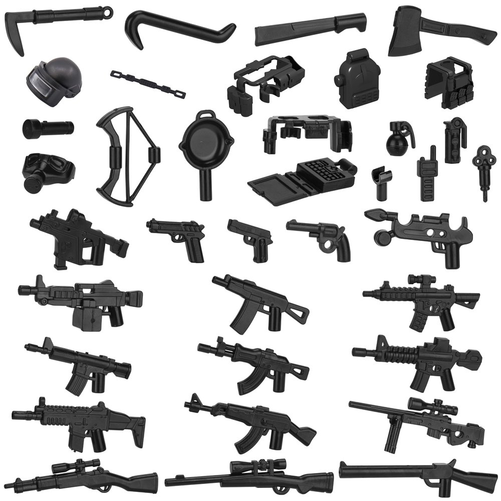 HIMIRICH 38 Pcs WW2 Military Weapons Pack Soldier Style Weapon Accessories, Army Gun Sets Toys Compatible with Classic Building Blocks for Children Age 6 to 15 Years