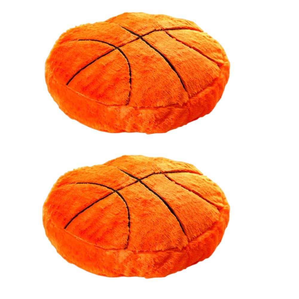 2Pcs Basketball Sports Fluffy Soft Throw Pillow Toy, Basketball Plush Sport Theme Cushion, Sphere Toys Gift for Kids Boy Girls Children Room Decoration