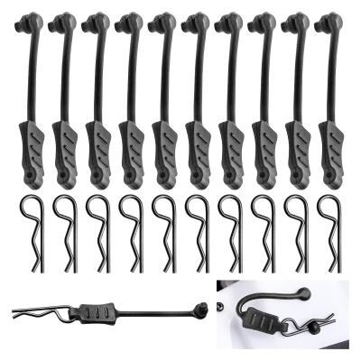 20pcs HobbyPark Universal 1/16 1/18 RC Car Body Clips and Pull Tabs Retainer Small R Pins for SCX24 TRX-4M RC Vehicles Truck Shell Parts Replacement Black