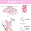 5pcs Tea Party Supplies Kit - Tea Party Hat, Princess Pearl Necklace, Bracelet, Folding Fan & Gloves for Girls Toddler Birthday Dress Up Party Favors Decor (B) view 2