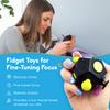 PILPOC theFube Fidget Cube with 12 Sides - Handy Anxiety Toys for Kids and Adults - Fidget Dice for Stress Relief & Focus - Anti Stress Cube for ADHD, ADD, with Carry Case Black view 2