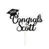 Graduation Cake Topper Personalized Congrats Graduation Cake Topper Class of 2026 Cake Topper Gift Graduation Finish School Glitter Graduate Party Cake Decor with Any Name(Black) view 1