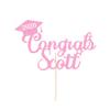 Graduation Cake Topper Personalized Congrats Graduation Cake Topper Class of 2026 Cake Topper Gift Graduation Finish School Glitter Graduate Party Cake Decor with Any Name(Baby Pink) view 1