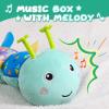 Awotoy Baby Toys 0 to 12 Months, Musical Stuffed Animal Activity Soft Toy with Multi-Sensory Crinkle, Rattle and Textures, Infant Tummy Time Toys for Newborn Boys Girls, Caterpillar, Blue view 2