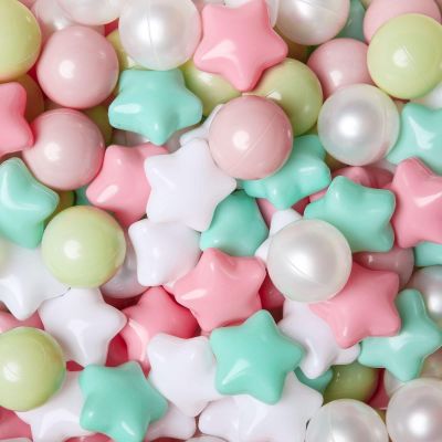 GOGOSO Ball Pits Balls Toddlers 50 100 200 500 Plastics Shape Ball Non-Phthalate Non-BPA Non-Toxic 2.2-Inch Crush Proof Play Balls, Pink+Green+White, 100 Balls