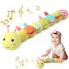 Awotoy Baby Toys 0 to 12 Months, Musical Stuffed Animal Activity Soft Toys with Multi-Sensory Crinkle, Rattle and Textures, Infant Tummy Time Toys for Newborn Boys Girls, Caterpillar, Yellow view 1