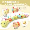 Awotoy Baby Toys 0 to 12 Months, Musical Stuffed Animal Activity Soft Toys with Multi-Sensory Crinkle, Rattle and Textures, Infant Tummy Time Toys for Newborn Boys Girls, Caterpillar, Yellow view 3