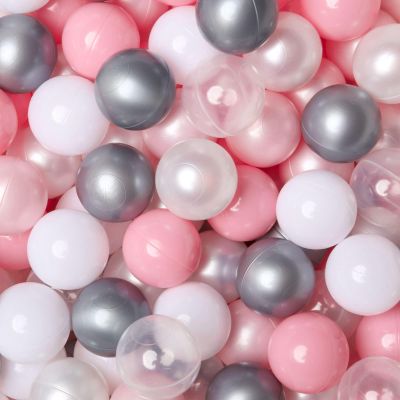 GOGOSO Ball Pit Balls for Toddles Kids Plastic Ballpits Accessories Crush Proof Durable Fun Shape Play Baby Bath Toys,2.15inch 100count Pear White+Pink+Gray+Clear