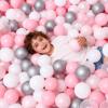 GOGOSO Ball Pit Balls for Toddles Kids Plastic Ballpits Accessories Crush Proof Durable Fun Shape Play Baby Bath Toys,2.15inch 100count Pear White+Pink+Gray+Clear view 4