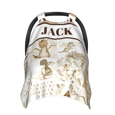 Personalized Baby Car Seat Canopy for Boys Girls, Custom Name Baby Car Seats Covers for Babies, Opening Minky Nursing Breastfeeding Stroller Cover Infant Carseat Canopies for Newborn (Flying Dragon)