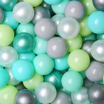 GOGOSO Ball Pit Balls for Toddles Kids Plastic Ballpits Accessories Crush Proof Durable Fun Shape Play Baby Bath Toys,2.15inch 100count Green+Gray+White