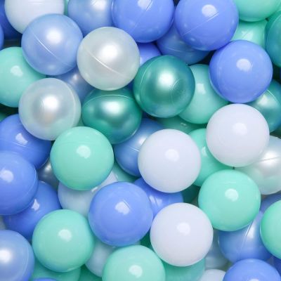 GOGOSO Ball Pits Balls Toddlers 50 100 200 500 Plastics Shape Ball Non-Phthalate Non-BPA Non-Toxic 2.2-Inch Crush Proof Play Balls,Pearl +Macaron Blue Green White, 100 Balls