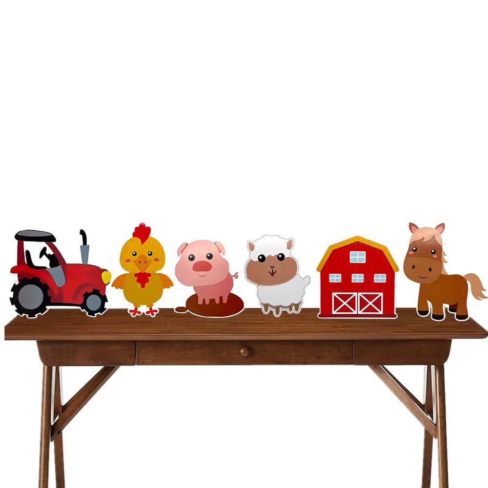 6 Pcs Farm Animals Centerpieces Farm Themed Party Supplies Ornament Indoor and Outdoor Table Decorations for Farm Animals 3D Table Decoration